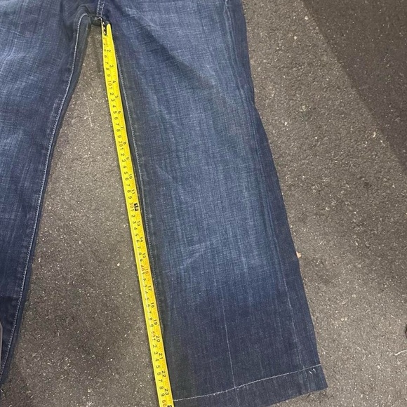 7 For All Mankind Men’s Dark Indigo Slim Straight Jeans with Blue Pocket Stripes - Picture 6 of 6